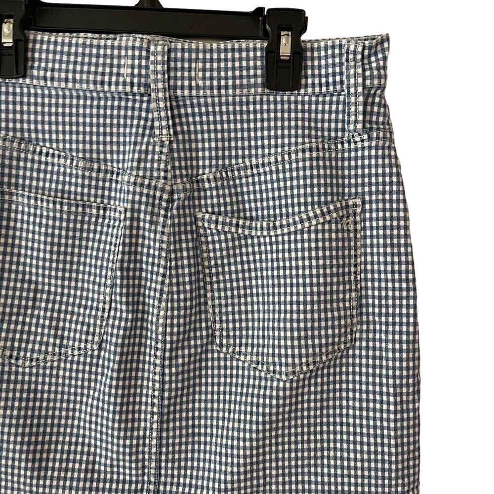 Madewell 26 Skirt Stretch Denim Straight Blue White Gingham Short Mini - Picture 9 of 9